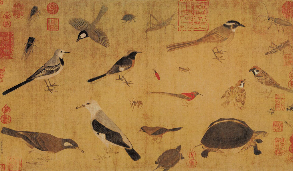 Birds, Insects, and Turtles Sketched from Life (寫生珍禽圖) by Huang Quan (黃筌) ca.903-965