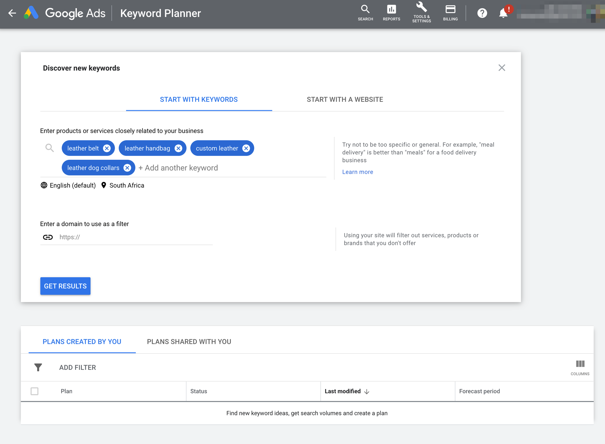 Google Keyword Planner