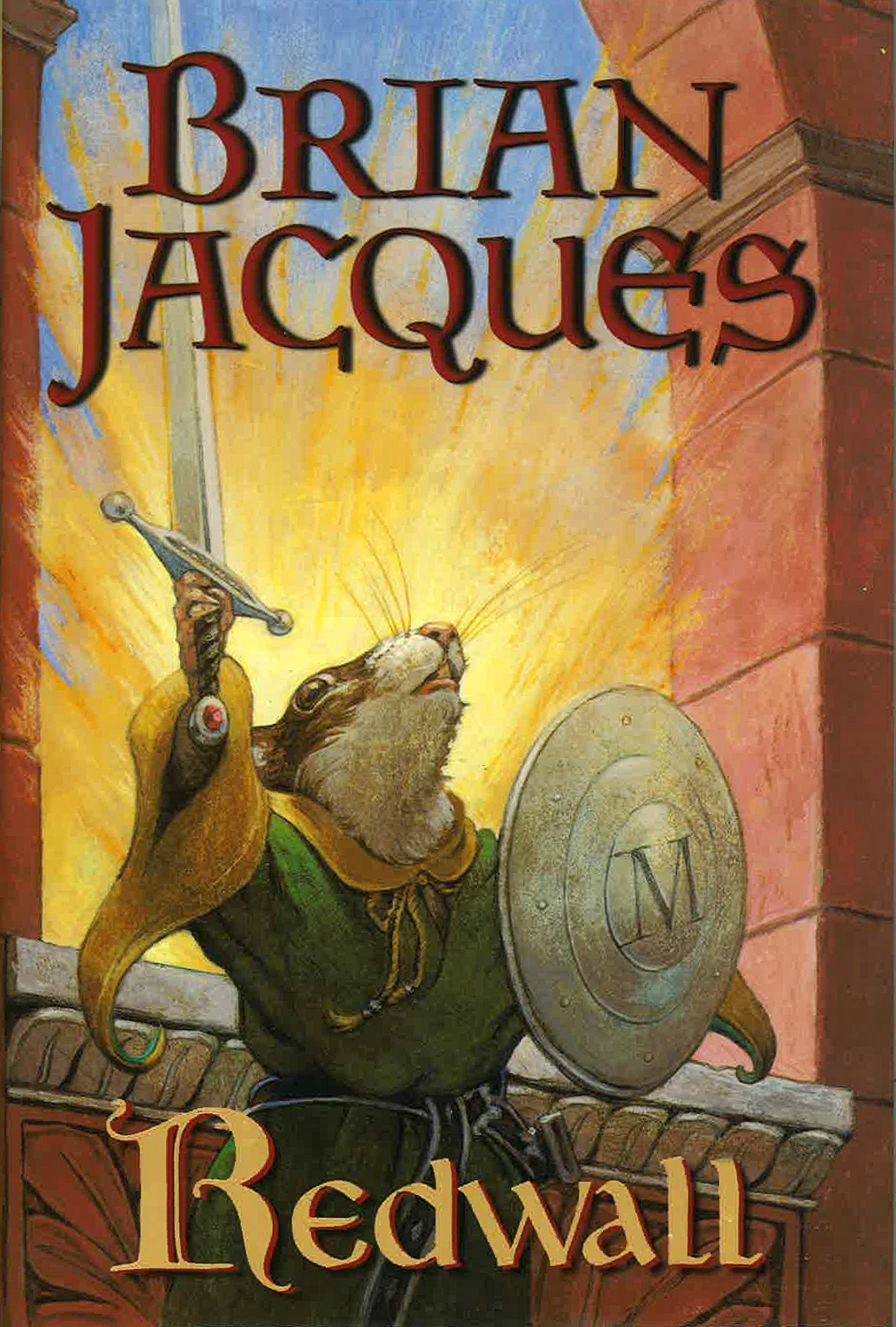 The cover of the book Redwall by Brian Jacques, featuring a mouse.