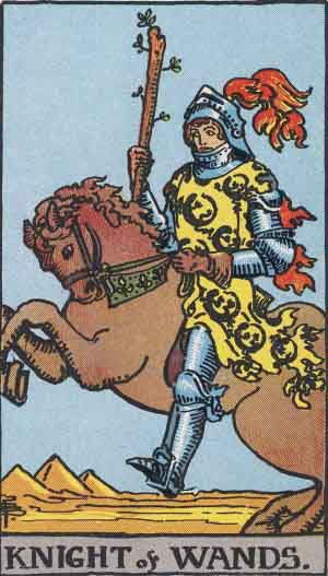 Knight of Wands from the Rider-Waite tarot deck