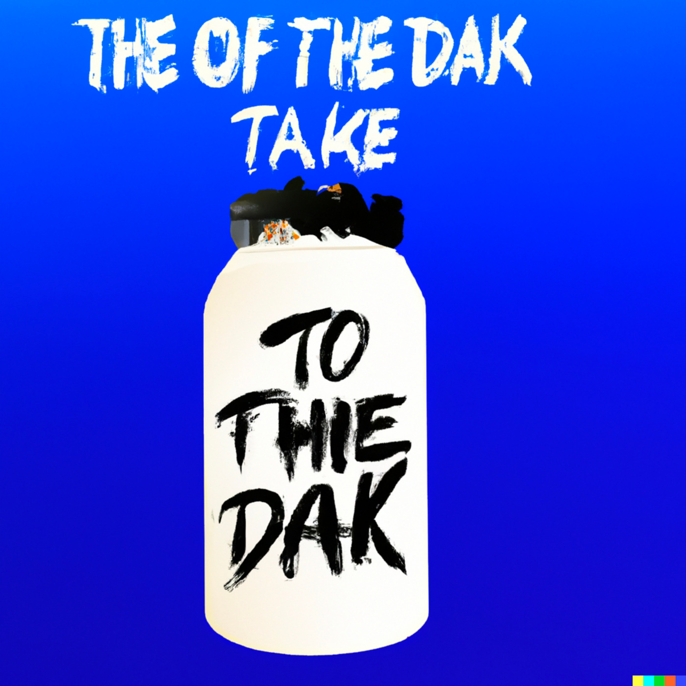 An AI-generated image with the text, "THE OF THE DAK TAKE TO THIE DAK"