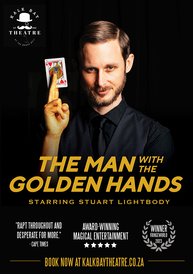 A poster for Stuart Lightbody's show the Man with the Golden Hands