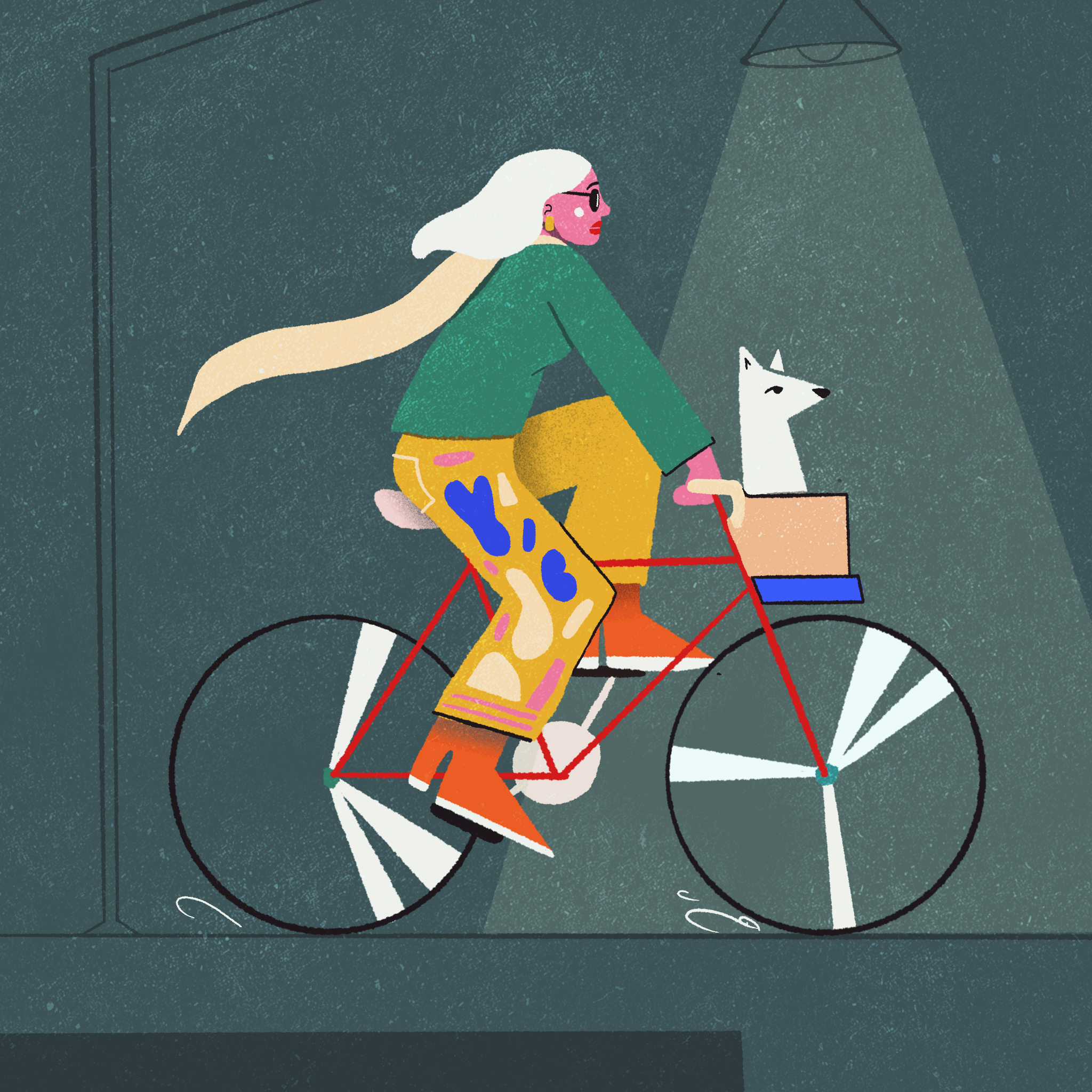 Woman on a bicycle with a dog by Careshia Esperanza